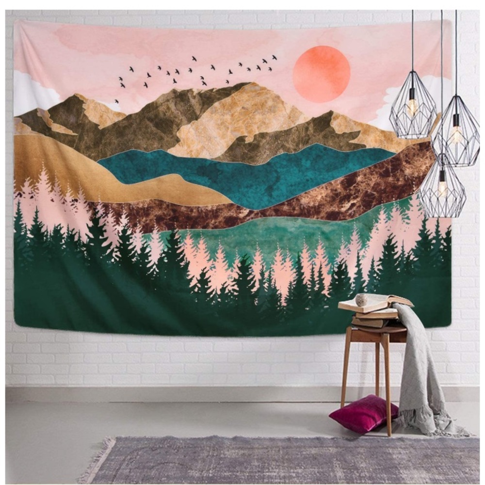 Retro Colorful Mountain Sunset Modern Nature Wall Tapestry/Pop Art - Picture 7 of 7